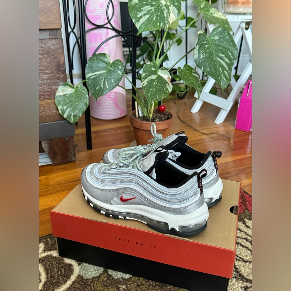 Nike Air Max 97 OG QS Metallic Silver University Red Black Size 8